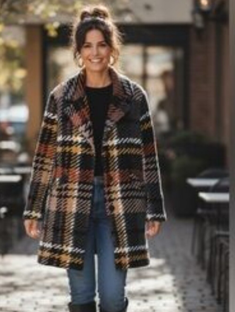 CHARLIE B PLAID BOUCHE KNIT COAT XL . HEAVY WOOL BLEND